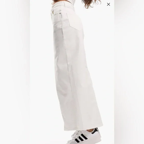 ASOS Design Hourglass Denim Midi Skirt With Split Hem In Ecru - Picture 5 of 12